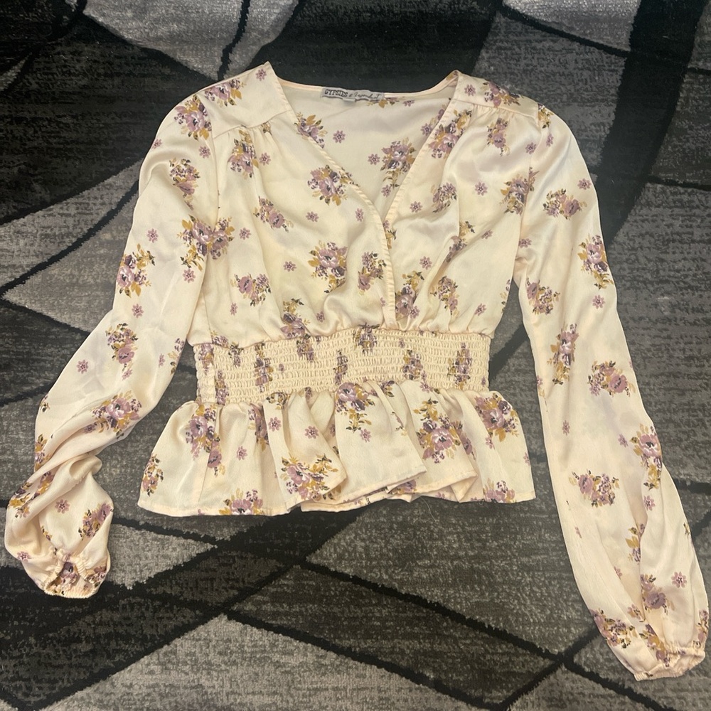 Gypsies & Moondust Cream Floral Blouse